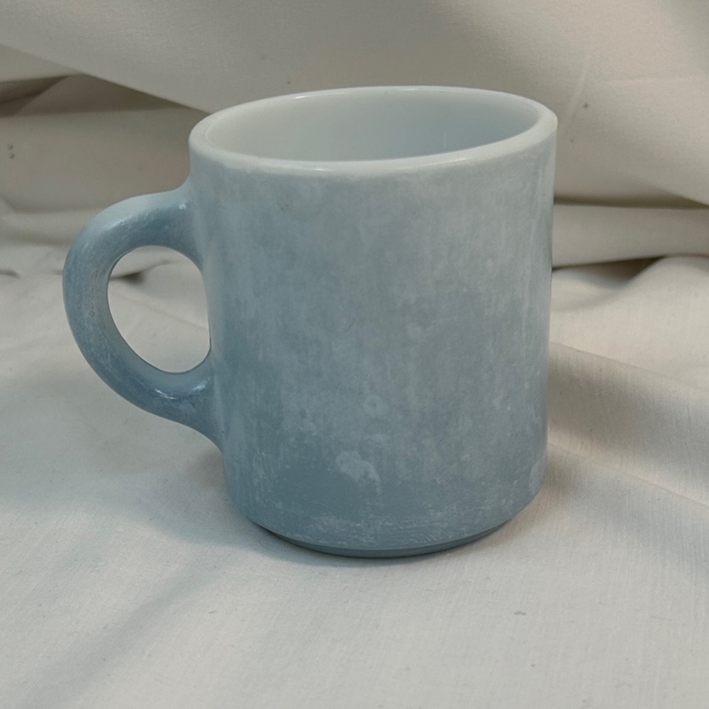 Vintage Blue Milk Glass Coffee Cup Mug